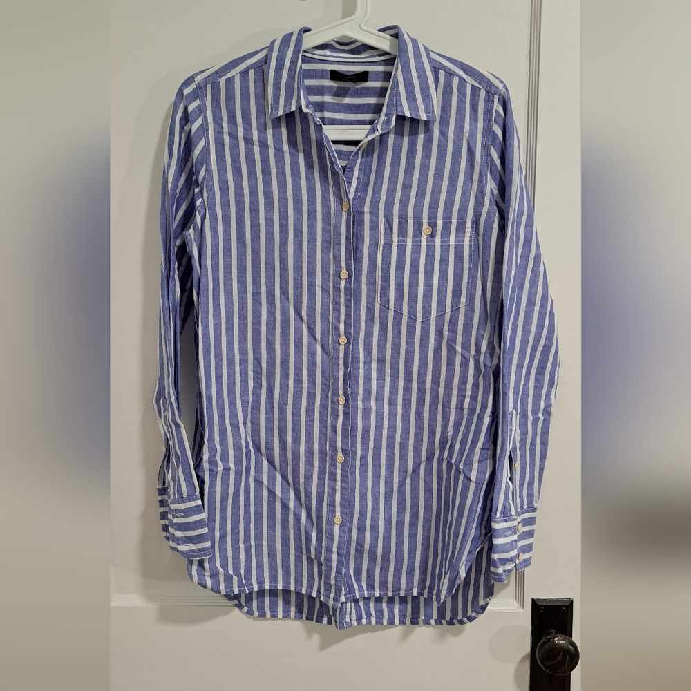 J. Crew Blue Striped Button Up Shirt Size 6
